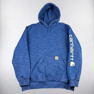 Carhartt Hoodie Mens Large Loose Fit Midweight Logo Blue Sweatshirt TS0288-M